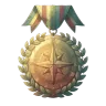 Eine Entdecker-Medaille an einem Band.