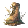 Ein Paar gut getragene Wanderstiefel.