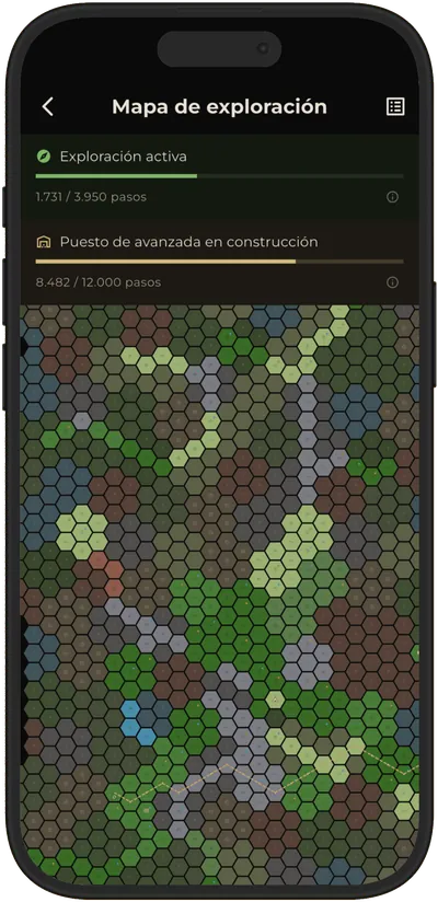Un mapa ampliamente revelado en Terra Incognita, que muestra muchos paisajes distintos en verde, azul y marrón a lo largo de cientos de casillas.